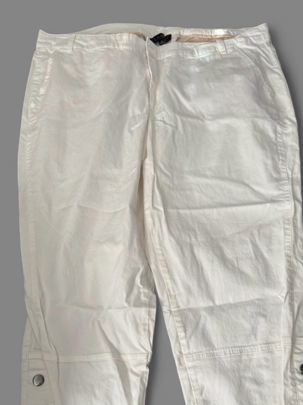 Eloquii Cream Pull-On Straight Pants